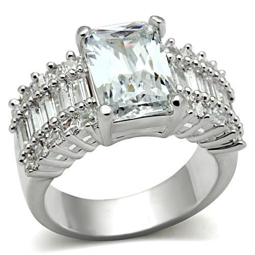 SS023 - Silver 925 Sterling Silver Ring with AAA Grade CZ in Clear-0