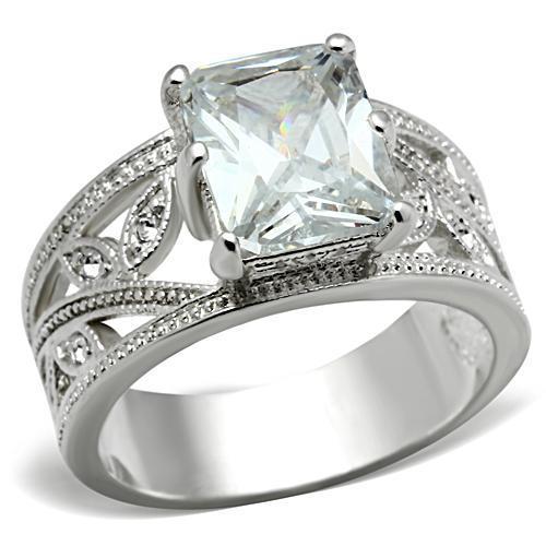 SS024 - Silver 925 Sterling Silver Ring with AAA Grade CZ in Clear-0