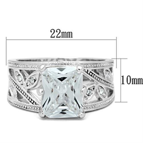 SS024 - Silver 925 Sterling Silver Ring with AAA Grade CZ in Clear-1