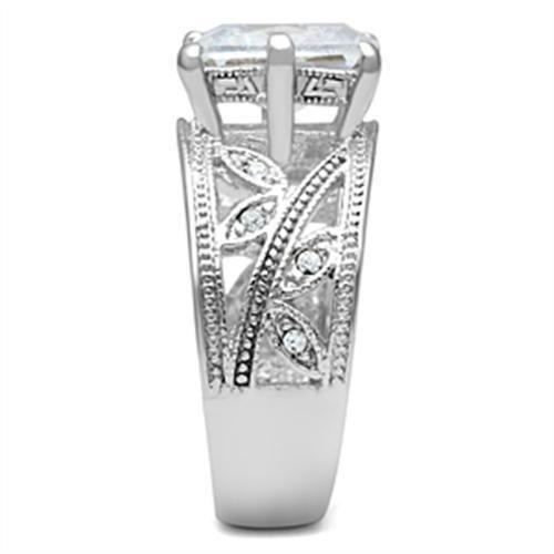 SS024 - Silver 925 Sterling Silver Ring with AAA Grade CZ in Clear-3