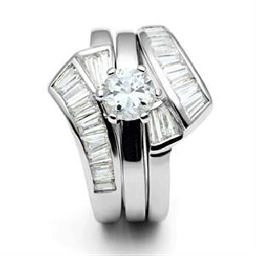 SS025 - Silver 925 Sterling Silver Ring with AAA Grade CZ in Clear-4