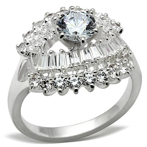 SS026 - Silver 925 Sterling Silver Ring with AAA Grade CZ in Clear-0