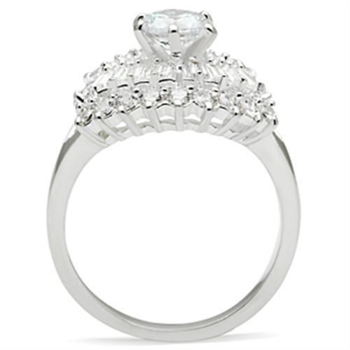 SS026 - Silver 925 Sterling Silver Ring with AAA Grade CZ in Clear-2