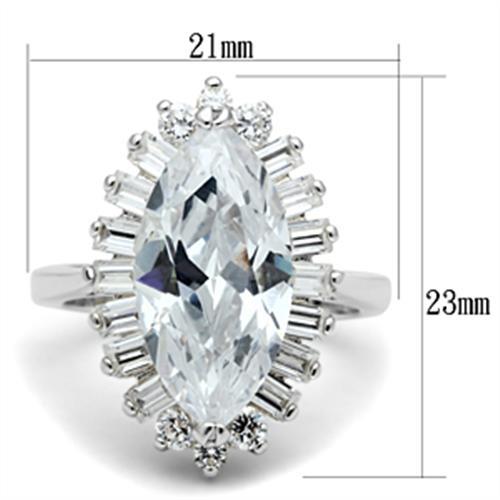 SS027 - Silver 925 Sterling Silver Ring with AAA Grade CZ in Clear-1
