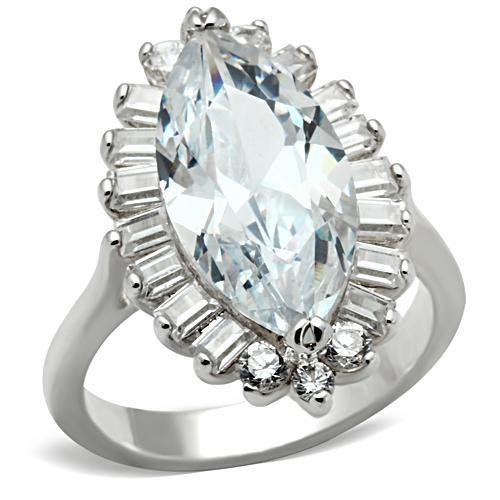 SS027 - Silver 925 Sterling Silver Ring with AAA Grade CZ in Clear-0