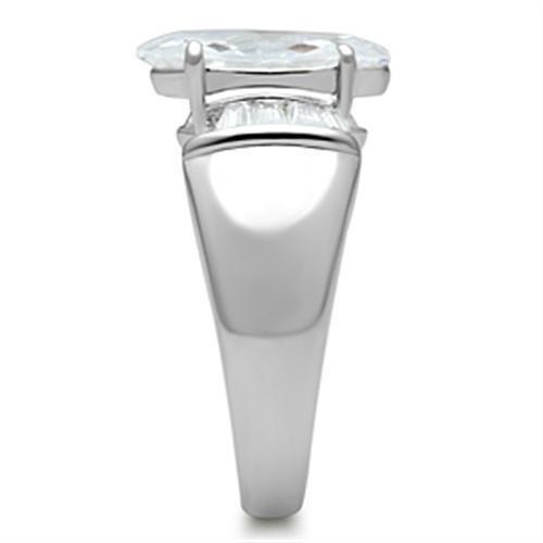SS028 - Silver 925 Sterling Silver Ring with AAA Grade CZ in Clear-3