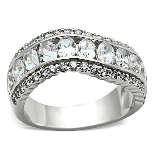 SS029 - Silver 925 Sterling Silver Ring with AAA Grade CZ in Clear-0