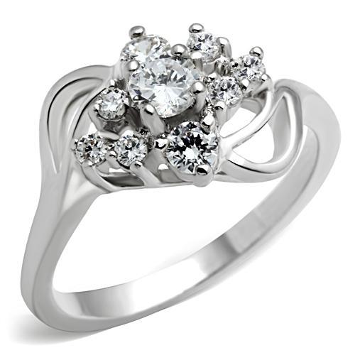 SS032 - Silver 925 Sterling Silver Ring with AAA Grade CZ in Clear-0