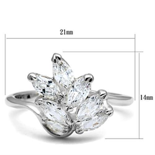 SS034 - Silver 925 Sterling Silver Ring with AAA Grade CZ in Clear-1