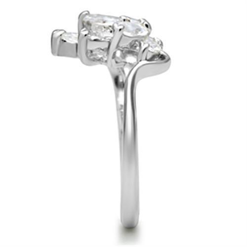 SS034 - Silver 925 Sterling Silver Ring with AAA Grade CZ in Clear-3
