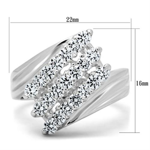 SS035 - Silver 925 Sterling Silver Ring with AAA Grade CZ in Clear-1