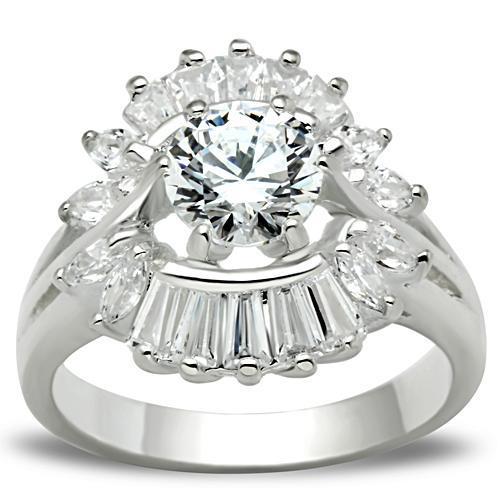 SS039 - Silver 925 Sterling Silver Ring with AAA Grade CZ in Clear-0