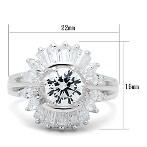 SS039 - Silver 925 Sterling Silver Ring with AAA Grade CZ in Clear-1