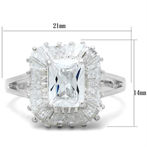 SS040 - Silver 925 Sterling Silver Ring with AAA Grade CZ in Clear-1
