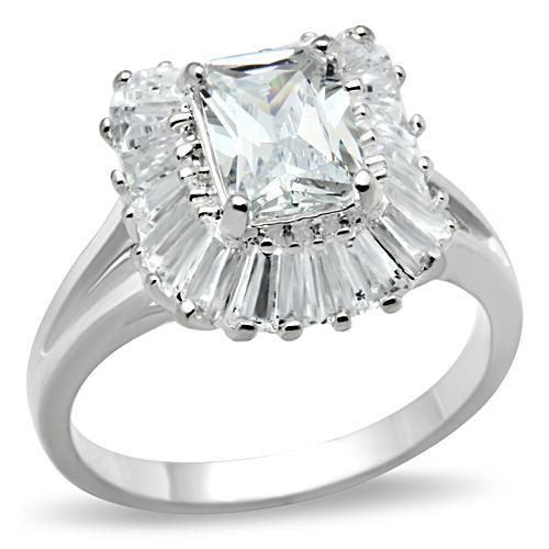 SS040 - Silver 925 Sterling Silver Ring with AAA Grade CZ in Clear-0