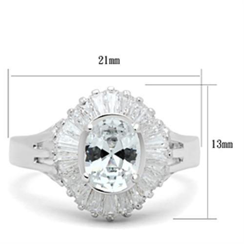 SS042 - Silver 925 Sterling Silver Ring with AAA Grade CZ in Clear-1