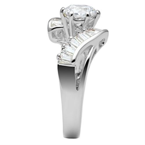 SS043 - Silver 925 Sterling Silver Ring with AAA Grade CZ in Clear-3