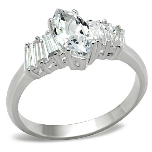 SS045 - Silver 925 Sterling Silver Ring with AAA Grade CZ in Clear-0