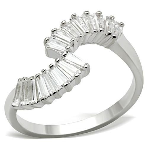 SS047 - Silver 925 Sterling Silver Ring with AAA Grade CZ in Clear-0