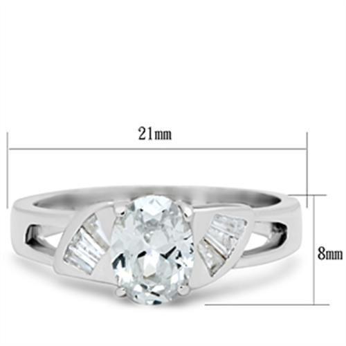 SS048 - Silver 925 Sterling Silver Ring with AAA Grade CZ in Clear-1
