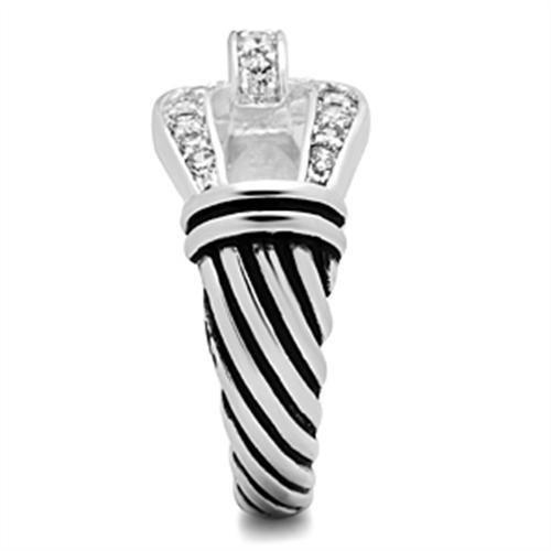 SS050 - Silver 925 Sterling Silver Ring with AAA Grade CZ in Clear-3