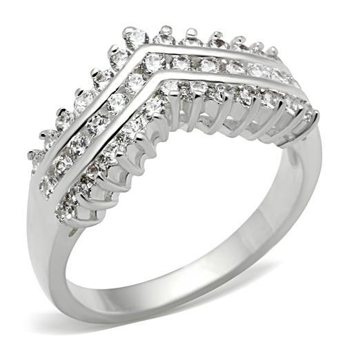 SS051 - Silver 925 Sterling Silver Ring with AAA Grade CZ in Clear-0