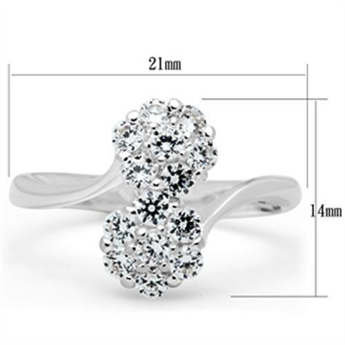 SS052 - Silver 925 Sterling Silver Ring with AAA Grade CZ in Clear-1