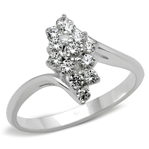 SS054 - Silver 925 Sterling Silver Ring with AAA Grade CZ in Clear