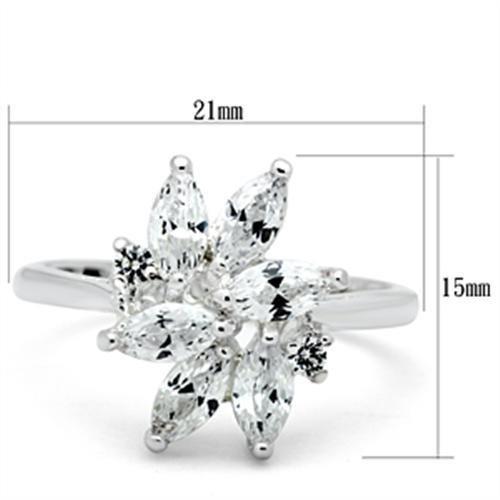 SS055 - Silver 925 Sterling Silver Ring with AAA Grade CZ in Clear-1