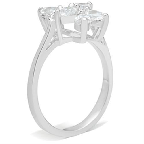 SS055 - Silver 925 Sterling Silver Ring with AAA Grade CZ in Clear-3