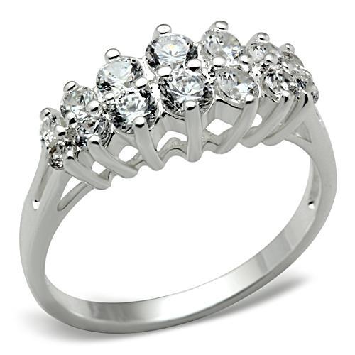 SS056 - Silver 925 Sterling Silver Ring with AAA Grade CZ in Clear-0