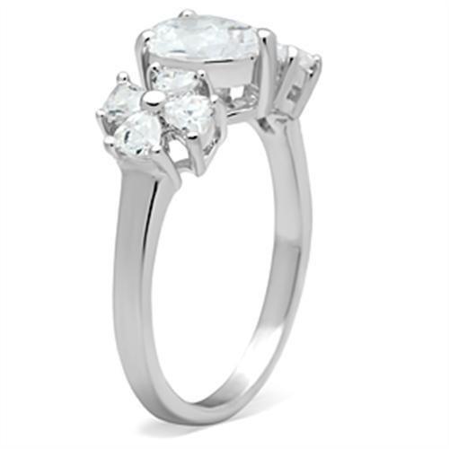 SS057 - Silver 925 Sterling Silver Ring with AAA Grade CZ in Clear-3