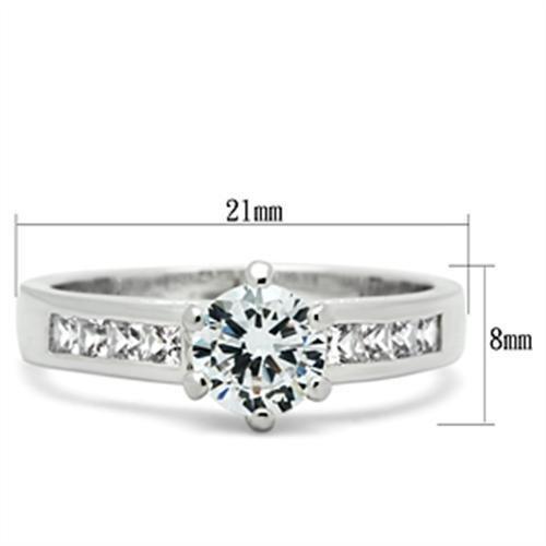 SS058 - Silver 925 Sterling Silver Ring with AAA Grade CZ in Clear-1