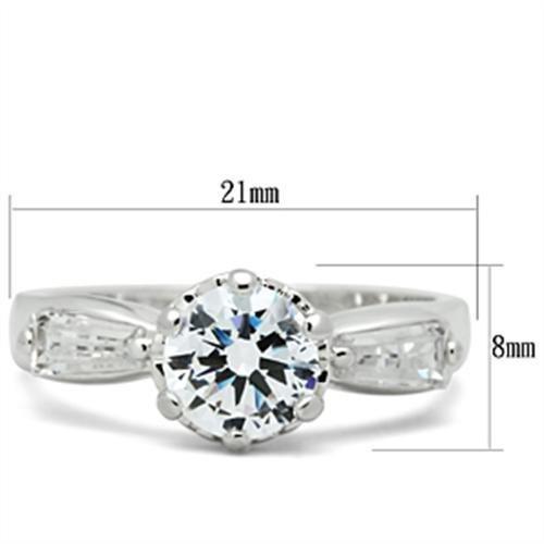 SS060 - Silver 925 Sterling Silver Ring with AAA Grade CZ in Clear-1