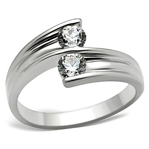 SS064 - Silver 925 Sterling Silver Ring with AAA Grade CZ in Clear-0