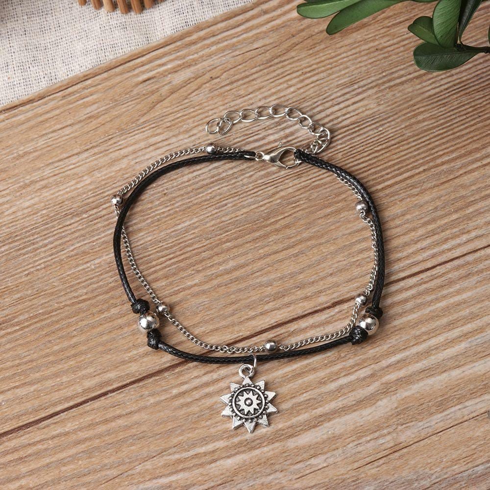 Vintage Boho Multi Layer Sun Anklet Ankle Bracelet-2