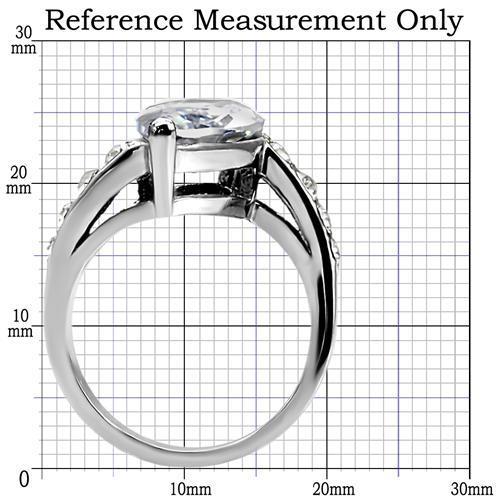 TK008 - High polished (no plating) Stainless Steel Ring with AAA Grade CZ in Clear-1