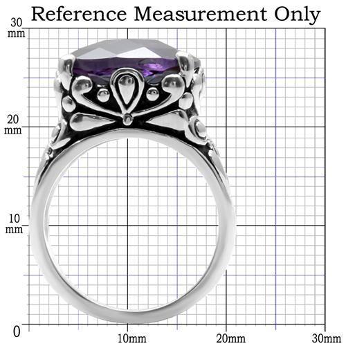 TK016 - High polished (no plating) Stainless Steel Ring with AAA Grade CZ in Amethyst-1