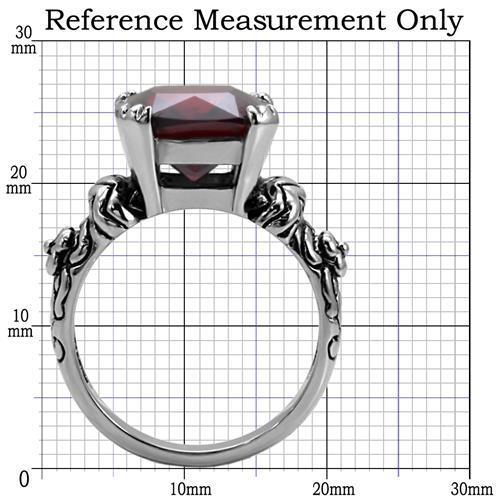 TK018 - High polished (no plating) Stainless Steel Ring with AAA Grade CZ in Garnet-1