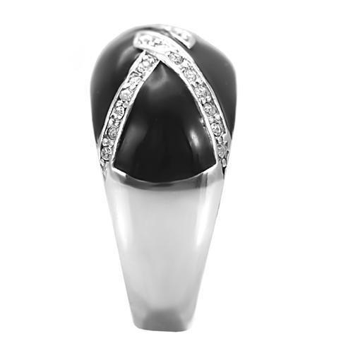 TK022 - High polished (no plating) Stainless Steel Ring with Top Grade Crystal in Clear-4