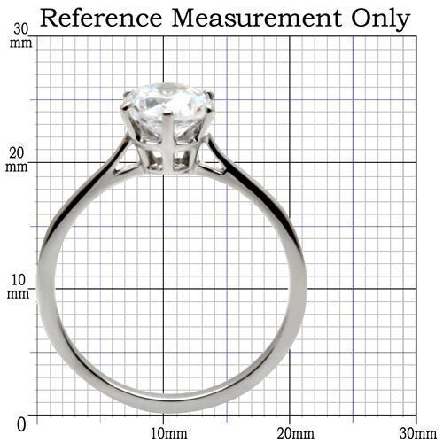 TK025 - High polished (no plating) Stainless Steel Ring with AAA Grade CZ in Clear-1