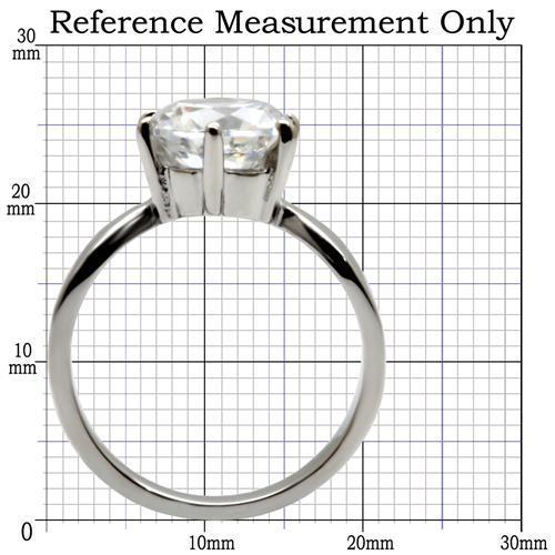 TK046 - High polished (no plating) Stainless Steel Ring with AAA Grade CZ in Clear-1