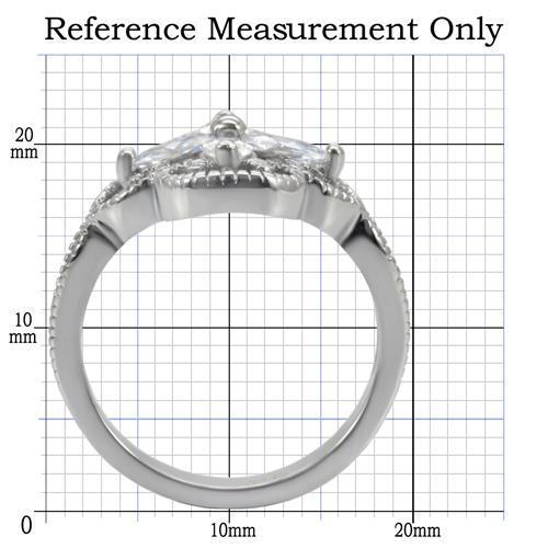 TK078 - High polished (no plating) Stainless Steel Ring with AAA Grade CZ in Clear-1