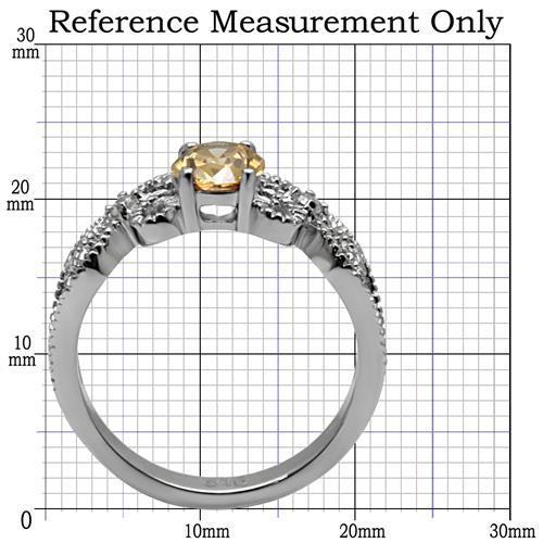 TK080 - High polished (no plating) Stainless Steel Ring with AAA Grade CZ in Champagne-1