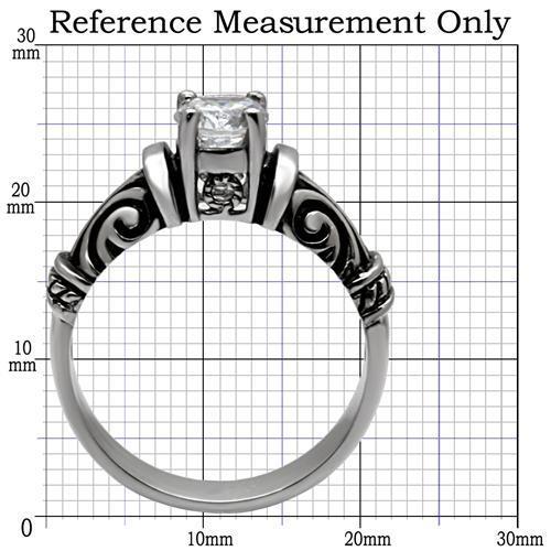 TK082 - High polished (no plating) Stainless Steel Ring with AAA Grade CZ in Clear-1