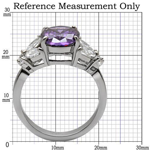 TK086 - High polished (no plating) Stainless Steel Ring with AAA Grade CZ in Amethyst-1