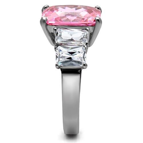 TK088 - High polished (no plating) Stainless Steel Ring with AAA Grade CZ in Rose-4