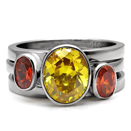 Kaela Cocktail Ring - Stainless Steel, AAA CZ , Multi Color - TK095-1