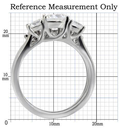 TK098 - High polished (no plating) Stainless Steel Ring with AAA Grade CZ in Clear-1