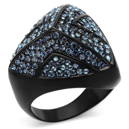 TK1005 - IP Black(Ion Plating) Stainless Steel Ring with Top Grade Crystal in Montana-0